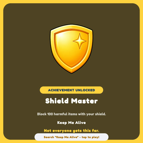 Shareable achievement card: Shield Master unlocked