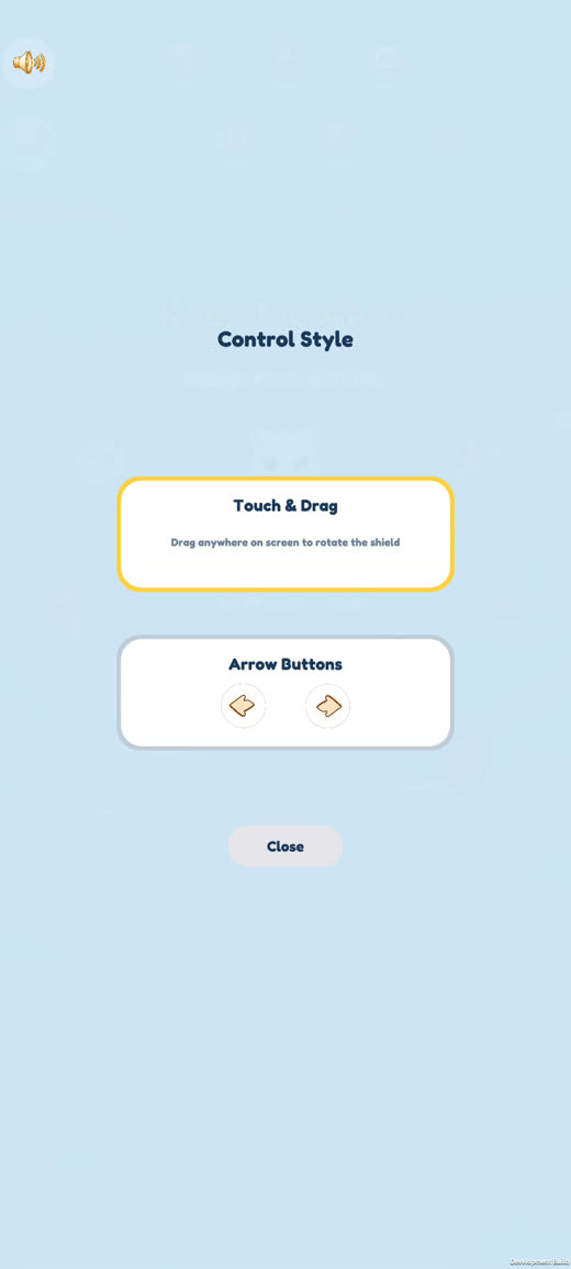 Control style options: Touch and Drag or Arrow Buttons