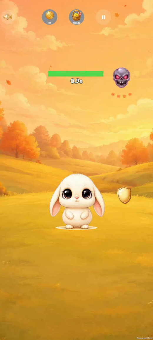 Gameplay with the Rabbit character on the Autumn background